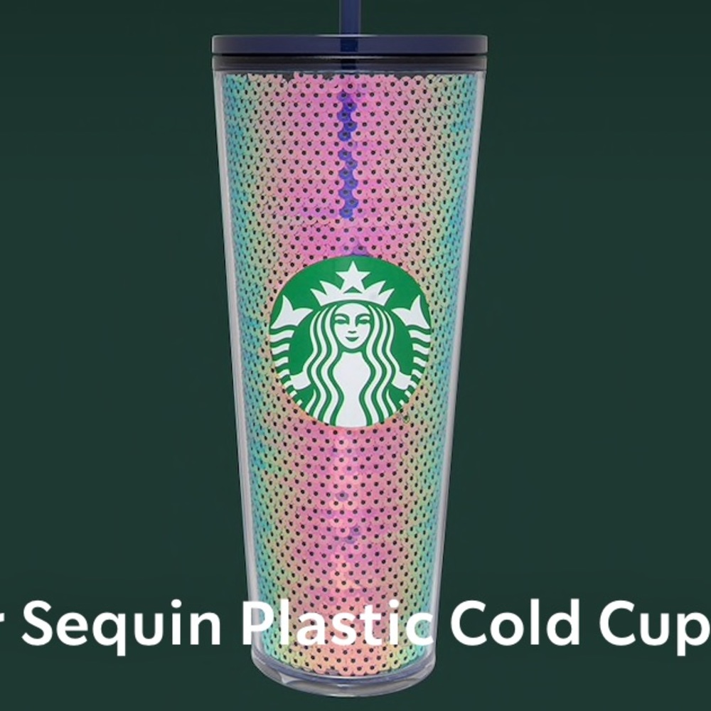 Starbucks Multicolor Sequin Plastic Cold Cup - Picture 3 of 3